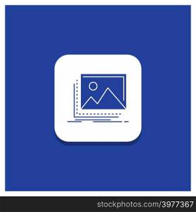 Blue Round Button for gallery, image, landscape, nature, photo Glyph icon