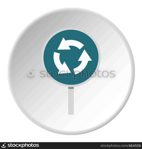 Blue round road sign with arrows icon in flat circle isolated vector illustration for web. Blue round road sign with arrows icon circle