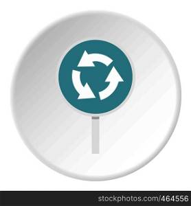 Blue round road sign with arrows icon in flat circle isolated vector illustration for web. Blue round road sign with arrows icon circle