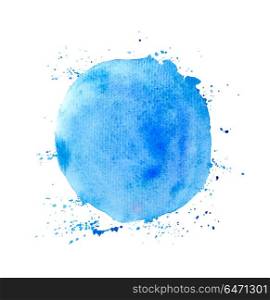 Blue round watercolor vector texture isolated on a white background. Blue round watercolor vector texture