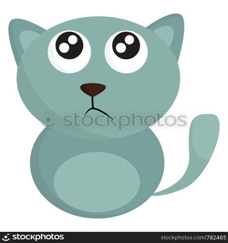 Blue sad eyed cat, vector, color drawing or illustration.