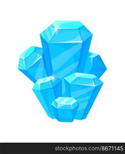 Blue sapphire. Crystal stones, jewel magic gemstone, artoon vector illustration isolated on white background. Blue sapphire. Crystal stones, jewel magic gemstone, artoon vector illustration