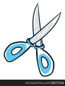 Blue scissors, illustration, vector on white background