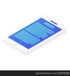 Blue screen smartphone icon. Isometric of blue screen smartphone vector icon for web design isolated on white background. Blue screen smartphone icon, isometric style