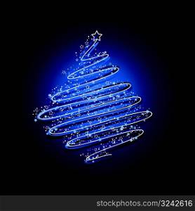 Blue scribble christmas tree