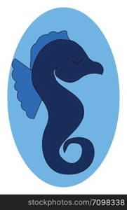 Blue sea horse, illustration, vector on white background.