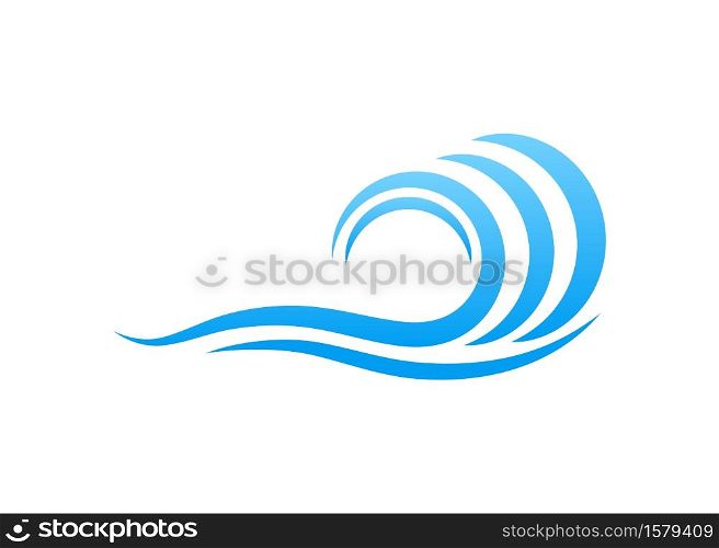Blue sea ocean water wave logo vector isolated on white background illustration