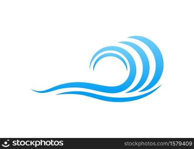 Blue sea ocean water wave logo vector isolated on white background illustration