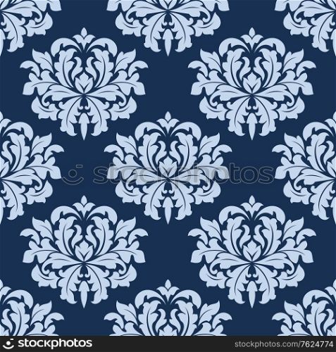 Blue seamless damask pattern for fabric, textile or wallpaper background design