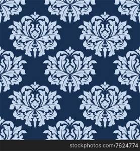 Blue seamless damask pattern for fabric, textile or wallpaper background design