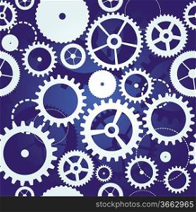 blue seamless pattern with cogs and gears - vector illustration