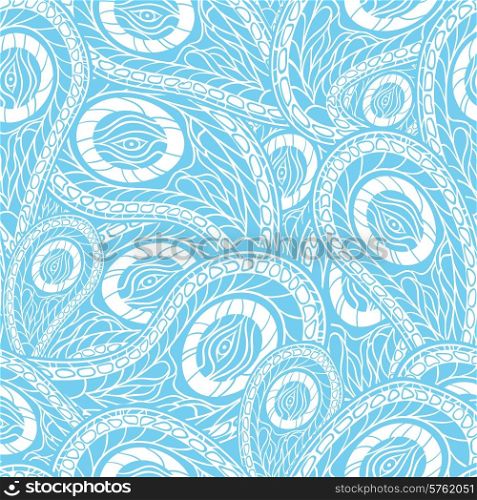 Blue seamless pattern with paisley - vector illustration.. Blue seamless pattern with paisley - vector illustration