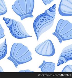 Blue seashells vector seamless pattern. Abstract marine wallpaper. Underwater backdrop.. Blue seashells vector seamless pattern. Abstract marine wallpaper.