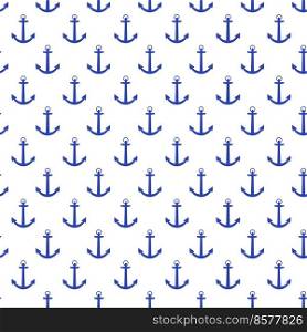 Blue see anchor seamless pattern. Flat vector illustration.. Blue see anchor seamless pattern. Flat vector illustration