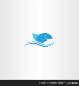 blue shark icon sign logo design