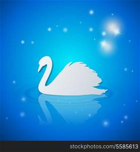 Blue shining vector background with white swan