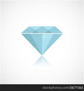 Blue shiny diamond isolated on white background vector illustration