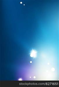 Blue shiny sky, modern abstract light background. Magic lights