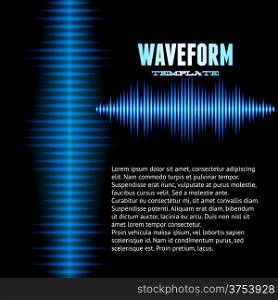 Blue shiny sound waveform background with sharp peaks