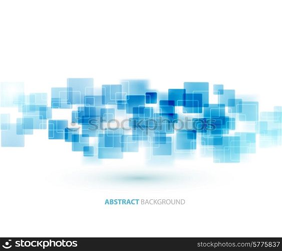 Blue shiny squares shapes technical background. Vector technology design. Blue shiny squares technical background. Vector