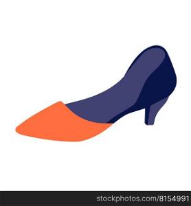 Blue shoes with low heels. Fashionable womens shoes. Vector flat illustration . Blue shoes with low heels.Fashionable womens shoes