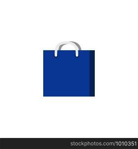 blue shopping bag in flat style on white background. blue shopping bag in flat on white background