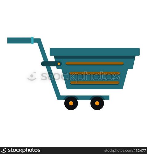 Blue shopping cart icon flat isolated on white background vector illustration. Blue shopping cart icon isolated