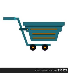 Blue shopping cart icon flat isolated on white background vector illustration. Blue shopping cart icon isolated