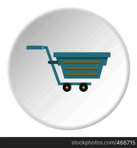 Blue shopping cart icon in flat circle isolated on white background vector illustration for web. Blue shopping cart icon circle