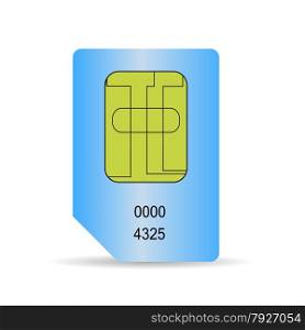 Blue SIM Card Isolated on White Background.. SIM Card