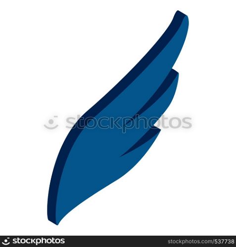 Blue simple wing logotype icon in isometric 3d style on white background. Blue simple wing icon, isometric 3d style