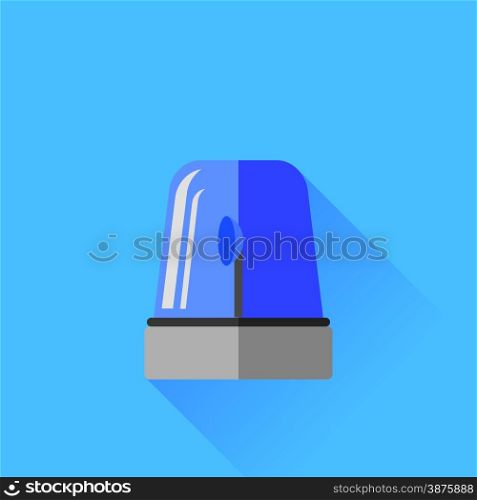 Blue Siren Icon Isolated on Blue Background. Long Shadow.. Blue Siren Icon