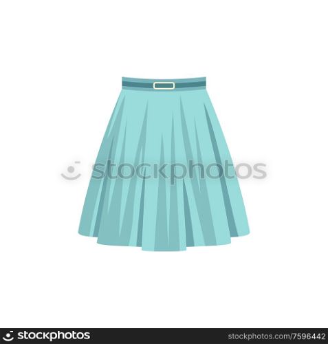 Blue skirt isolated on a white background. Fashion women clothes. Vector flat illustration.