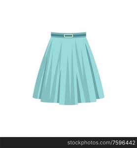 Blue skirt isolated on a white background. Fashion women clothes. Vector flat illustration.