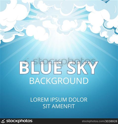Blue sky and clouds background. Blue sky and clouds background. Weather nature day, sunlight and cloudscape, vector illustration