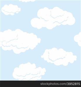 Blue sky and white clouds. Seamless pattern. Vector background&#xA;