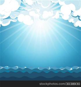 Blue sky over the sea background. Blue sky over the sea background. Beauty cloud and light day, vector illustration