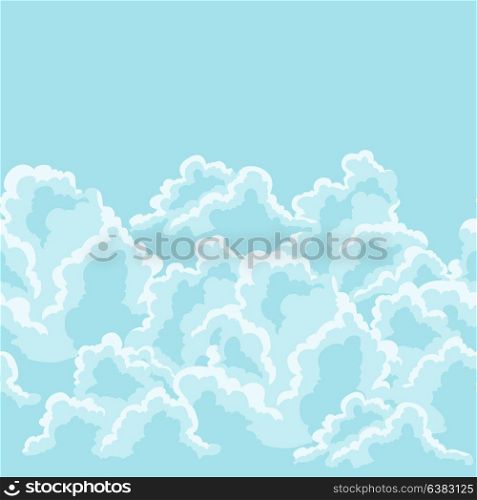 Blue sky seamless pattern with curly clouds. Blue sky seamless pattern with curly clouds.