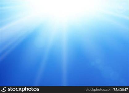 Blue sky sun flare background clear summer nature vector image