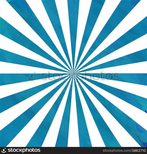 Blue sky watercolor rays for retro background design. Vector illustration.. Blue sky watercolor rays