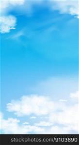Blue sky with altostratus clouds background,Vector Cartoon sky with cirrus clouds,Backdrop background for Seasonal vertical banner Cloudy in Sunny day Spring or Summer.3d illustration Beautiful nature