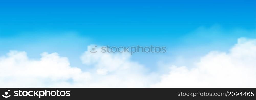 Blue sky with altostratus clouds background,Vector Cartoon sky with cirrus clouds,Concept all seasonal horizon banner in sunny day spring and summer in the morning.Horizon four seasons background
