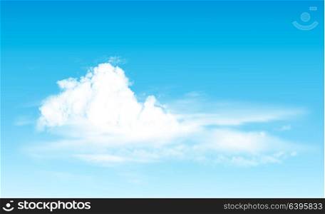Blue sky with clouds panorama. Vector background.