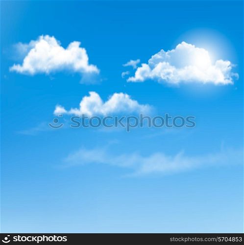 Blue sky with clouds. Vector background.