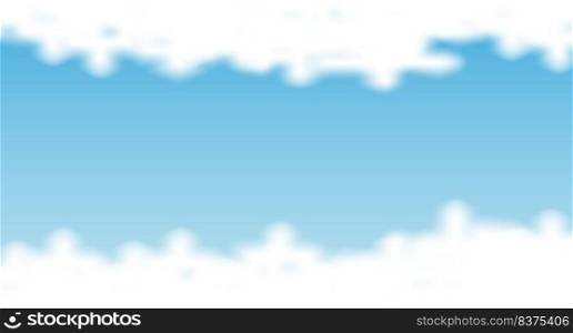 Blue sky with clouds. Vector background. White cloud detail in blue sky vector illustration