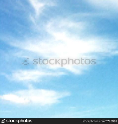 Blue sky with white clouds. Vector background.