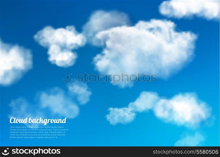 Blue sky with white summer clouds bright outdoor background vector illustration