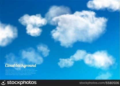 Blue sky with white summer clouds bright outdoor background vector illustration