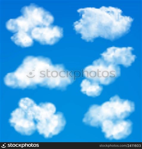Blue sky with white summer clouds natural weather meteorology background vector illustration