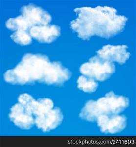 Blue sky with white summer clouds natural weather meteorology background vector illustration